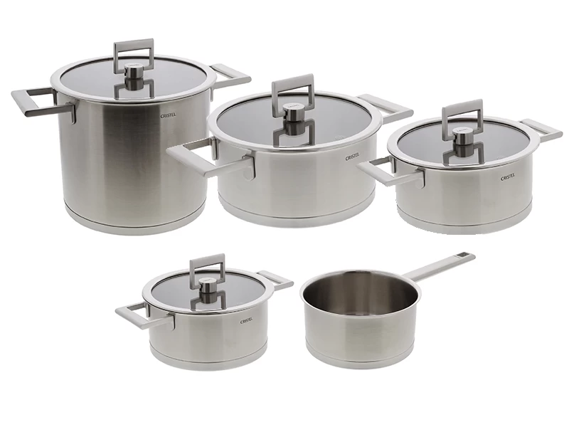 Cristel Strate Fixed Pannenset Met Glasdeksels Rvs 5-delig 3 Cristel Strate Fixed Pannenset Met Glasdeksels Rvs 5-delig