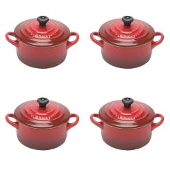 Le Creuset Minipan ø 10 Cm Aardewerk Kersrood 4 Stuks