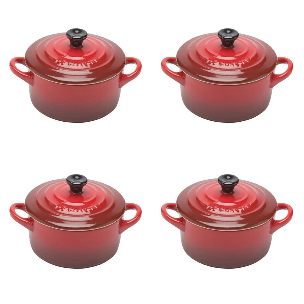 Le Creuset Minipan ø 10 Cm Aardewerk Kersrood 4 Stuks 3 Le Creuset Minipan ø 10 Cm Aardewerk Kersrood 4 Stuks